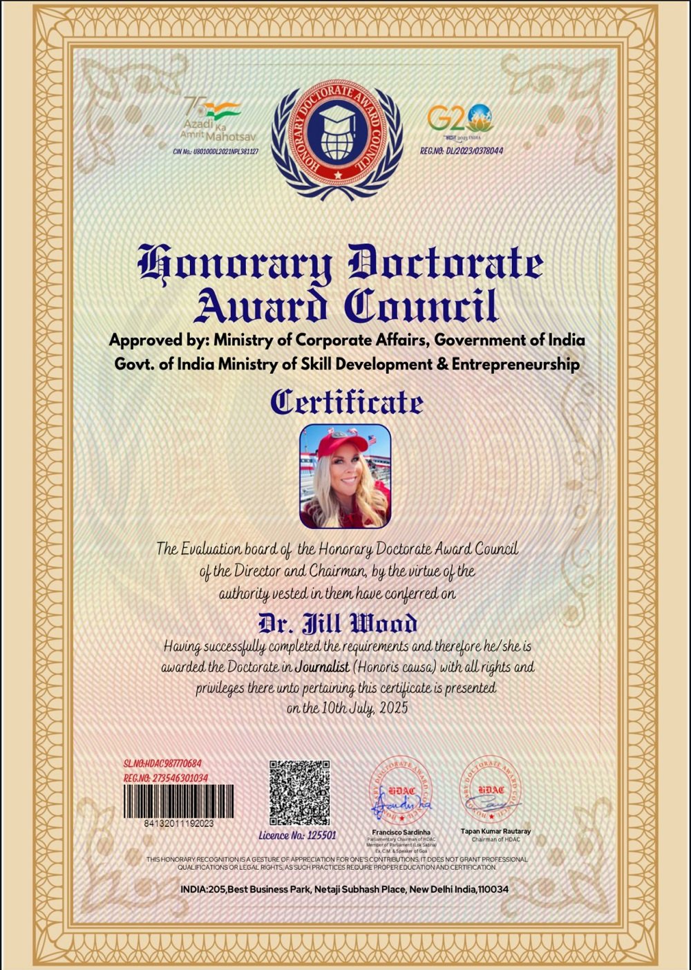 Additional founder recognition certificate from the original IAM profile